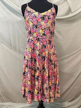 GAP Pink Multi Floral Spaghetti-Strap Midi Dress